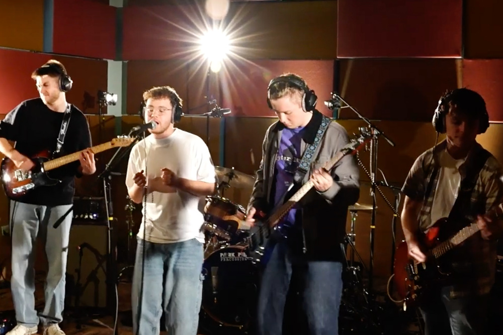 Tonmeister student band performing in Studio 2 at the University
